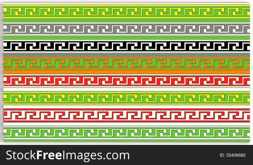 Different Color of seamless Greek key patterns.