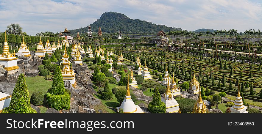 Panorama Nong Nooch Garden in Pattaya, Thailand. Panorama Nong Nooch Garden in Pattaya, Thailand