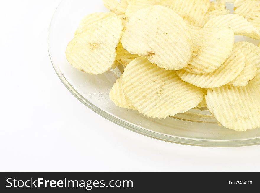 Snack potato chips isolated on white background