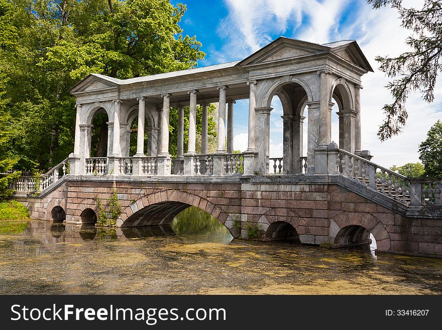 Tsarskoye selo paladiyev (marble) bridge in catherine park. Tsarskoye selo paladiyev (marble) bridge in catherine park.