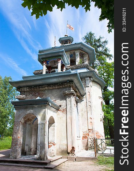 Creaking or Chinese arbor in Tsarskoye Selo, suburb of St. Petersburg, Russia