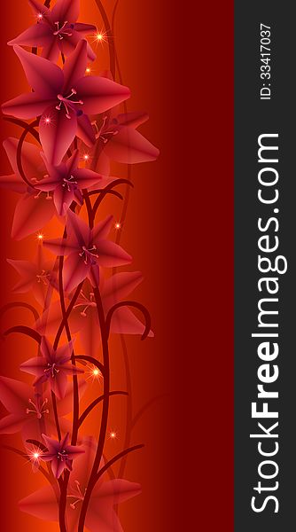 Illustration of red flowers, background, vector EPS10, clip-art