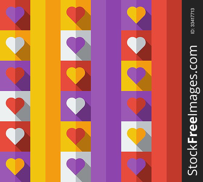 Hearts in flat icon style. Abstract seamless vector background. Hearts in flat icon style. Abstract seamless vector background.