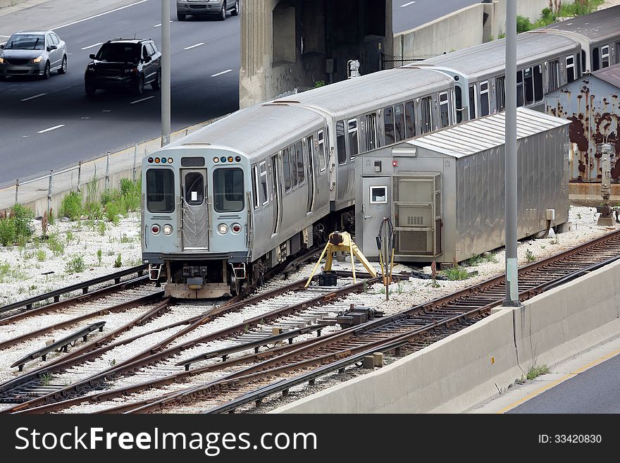 Commuter Train In The City Of Chicago