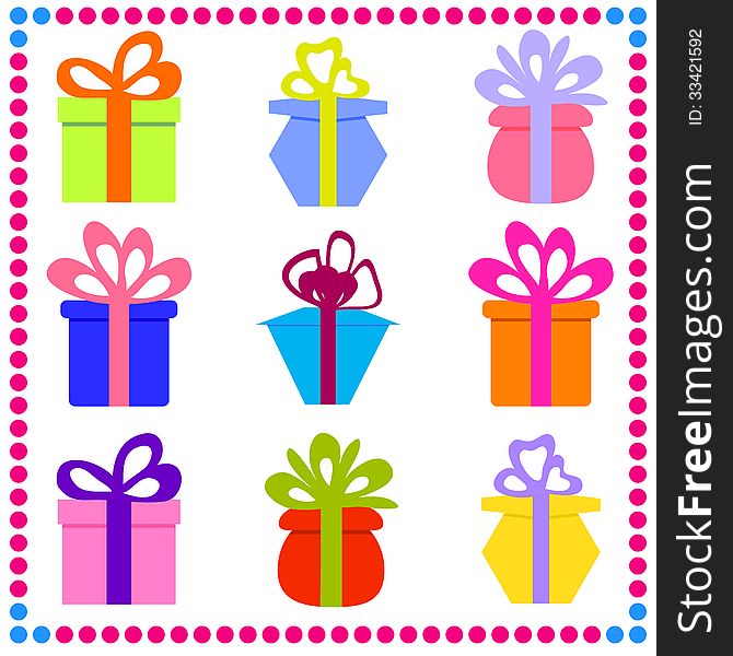 Set of colorful gift boxes