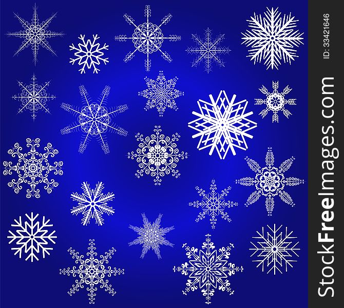 Decorative snowflake winter set. Vector illustration