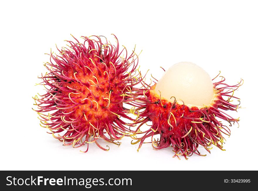 Rambutan fruits on white background. Rambutan fruits on white background