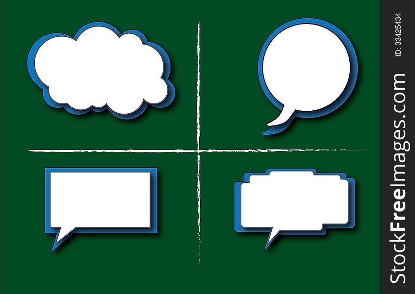 Various types of speech bubbles with green background