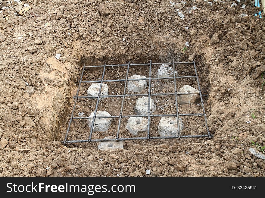 Building foundation under construction on site