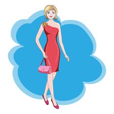 Girl In A Red Dress Stock Image Girl In A Red Dress Stock Image