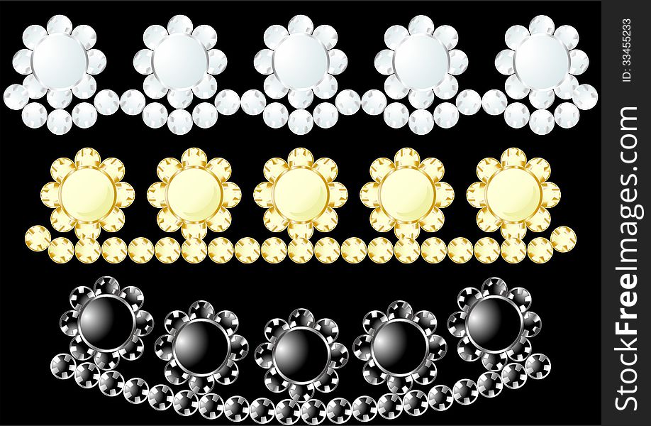 Women's jewelry to be worn on the head, three different kinds, on a black background. Women's jewelry to be worn on the head, three different kinds, on a black background.