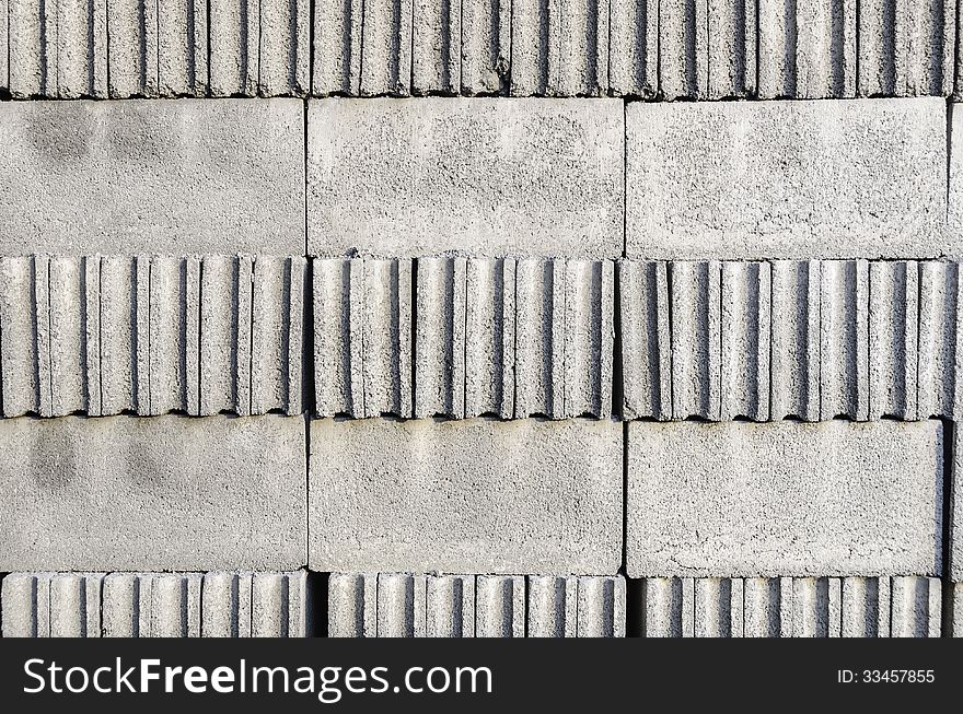 Cement block in pattern stacking. Cement block in pattern stacking
