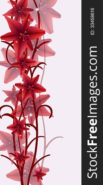 Illustration of red flowers, background, vector EPS10, clip-art