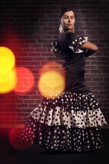 Flamenco Dancer In Dress With Polka Dots Stock Photo Flamenco Dancer In Dress With Polka Dots Stock Photo