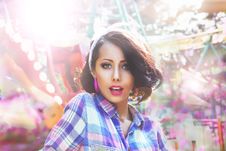 Excitement. Astonished And Amazed Woman S Face In Bokeh Stock Photos Excitement. Astonished And Amazed Woman S Face In Bokeh Stock Photos