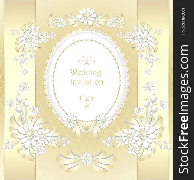 Wedding invitation or congratulation in gold color