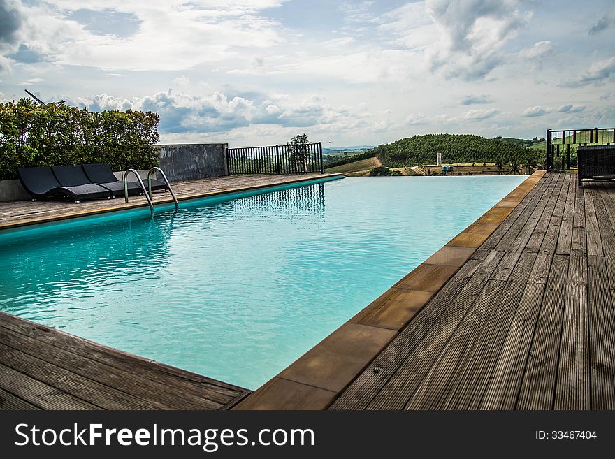 Pool on the mountain of resort in khao keaw, thailand.