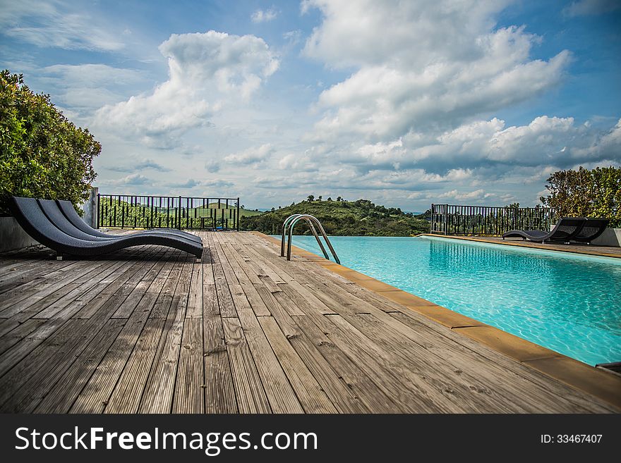 Pool on the mountain of resort in khao keaw, thailand.