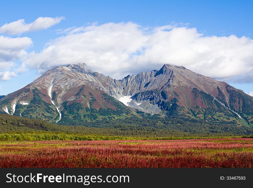 General view of the very ancient volcano, one of the most scenic hiking trails of the Kamchatka Peninsula