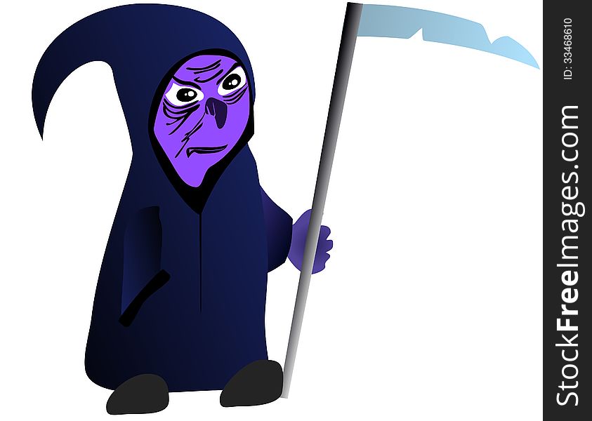 Cute Cartoon Grim Reaper With Scythe