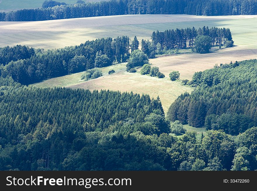 Landscape with forests and poly seen from above. Landscape with forests and poly seen from above