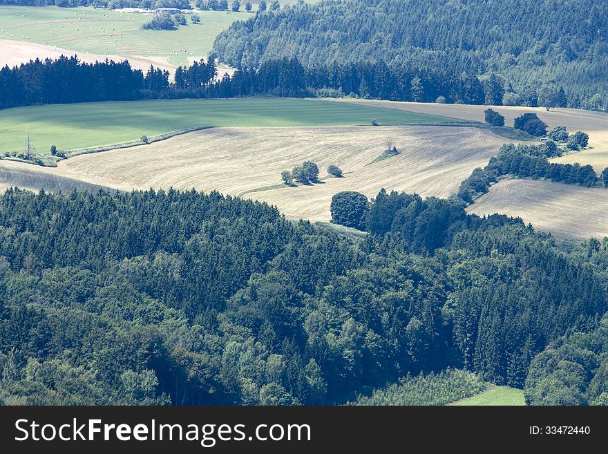 View of the fields and forests of height. View of the fields and forests of height