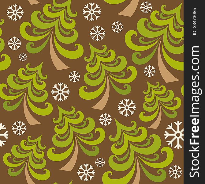 Vector seamless pattern with christmas tree