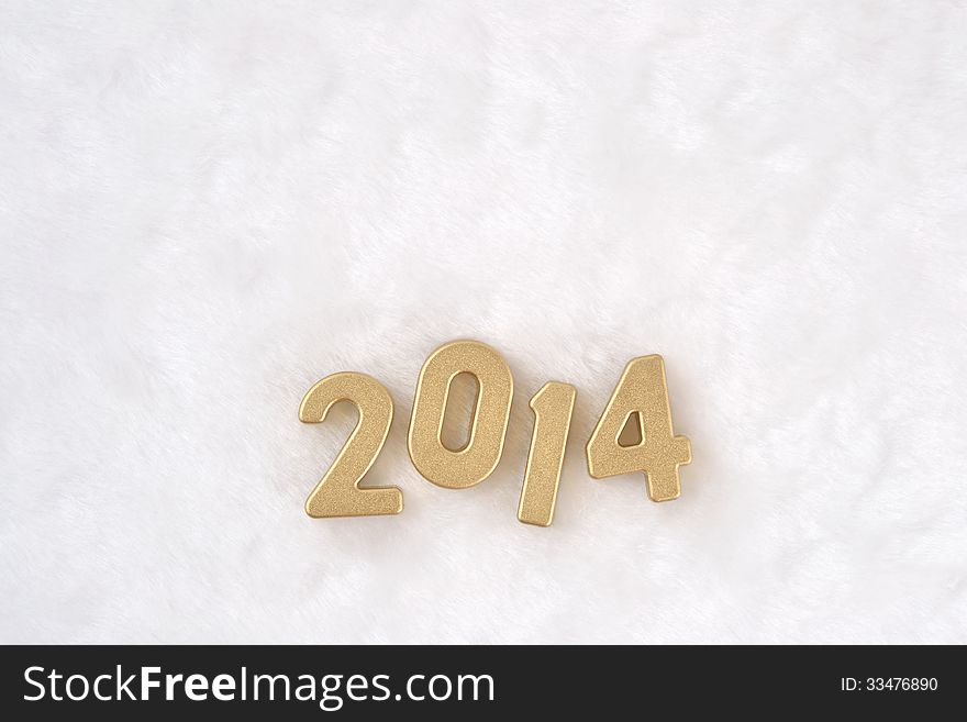 2014 year golden figures on a white background