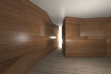 Futuristic Interior With Wooden Wall Royalty Free Stock Photos Futuristic Interior With Wooden Wall Royalty Free Stock Photos
