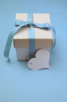 Pale Blue Polka Dot Gift - Vertical With Copyspace Royalty Free Stock Photography