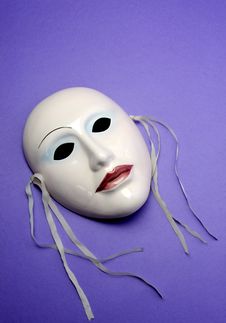 Pale Pink Ceramic Mask. Vertical With Copy Space. Stock Photography