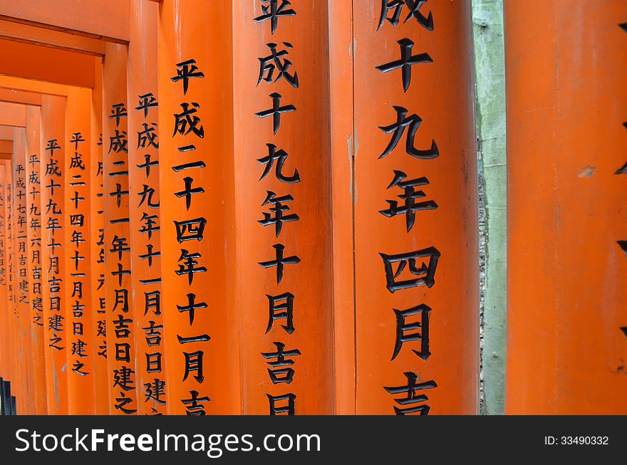 Japanese Kanji on Torii Gates