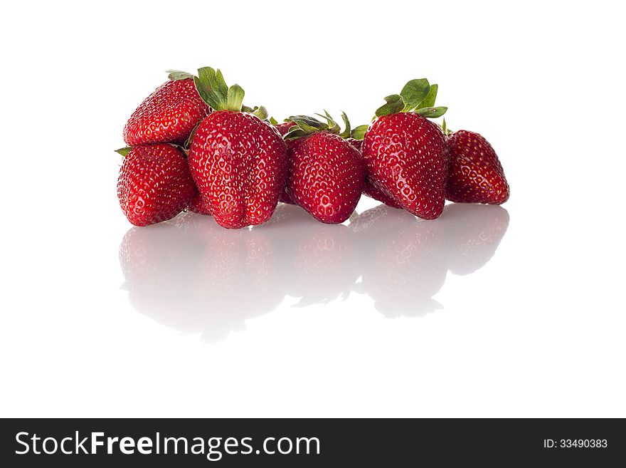 Strawberries on white background