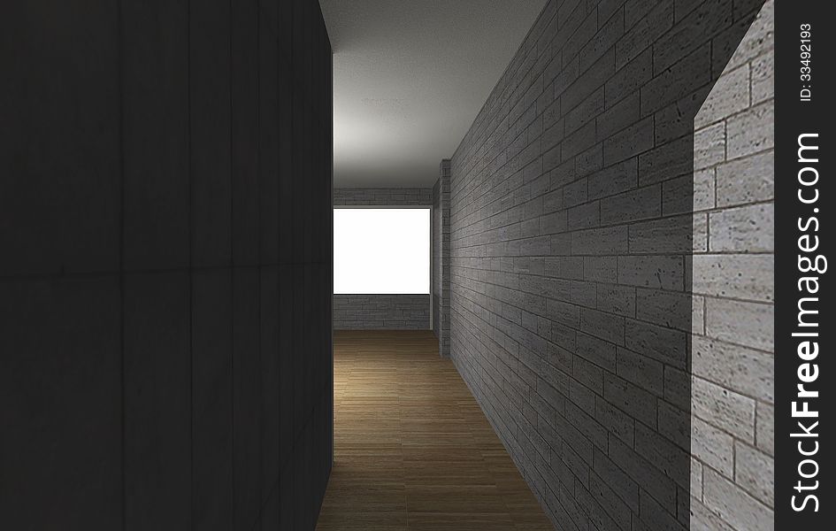 Room with brick wall and wood floor