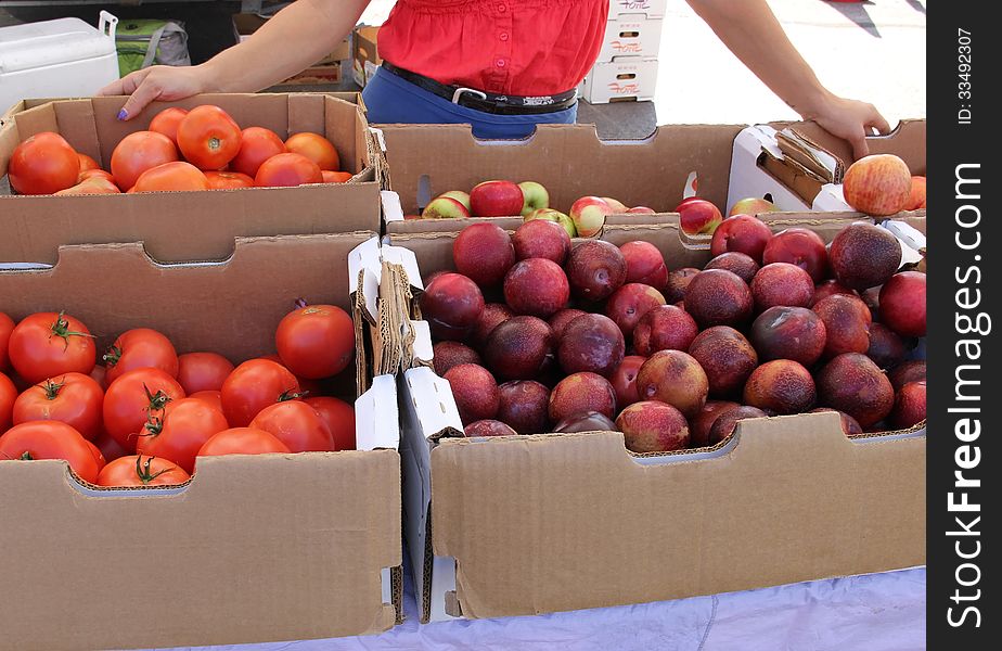 Variety of produce for sale at farmer's market. Variety of produce for sale at farmer's market