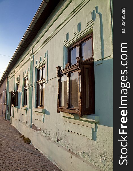 Street with old houses and windows