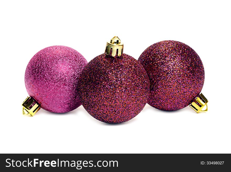 Christmas balls over white background