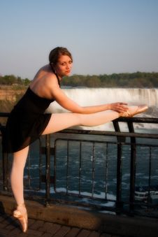 Ballerina At The Falls Stock Image