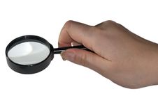Woman Hand Holding Magnifying Stock Photos