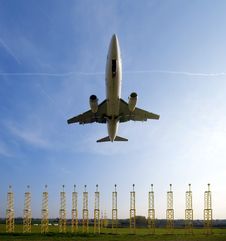 Plane Approaching Runway Stock Image Plane Approaching Runway Stock Image