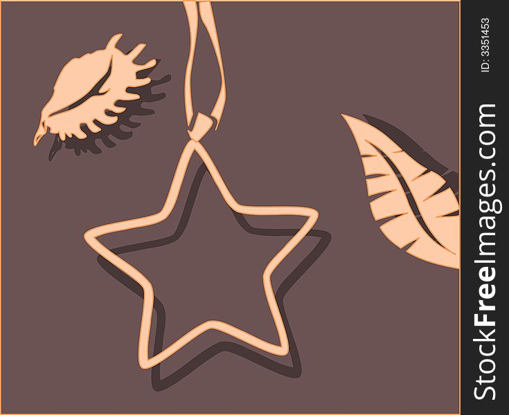 Essential star charm with seashell and leaf. Essential star charm with seashell and leaf