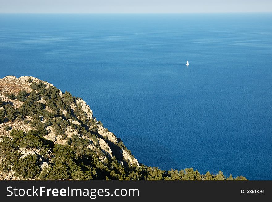 Panorama of greek coastline; Rhodes, Greece.