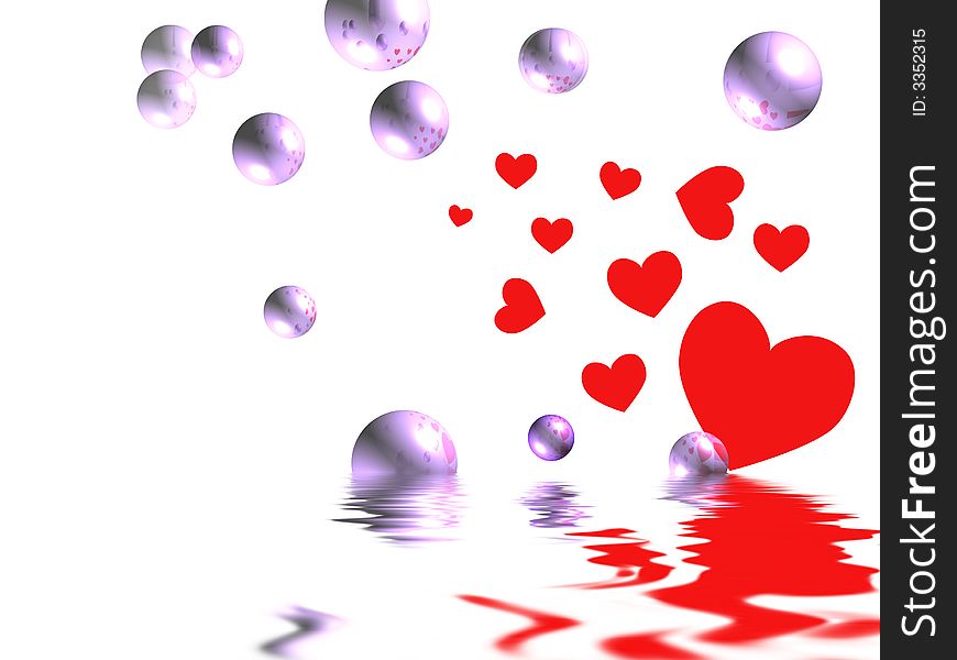 Illustration of fun bubbles and red hearts. Illustration of fun bubbles and red hearts.