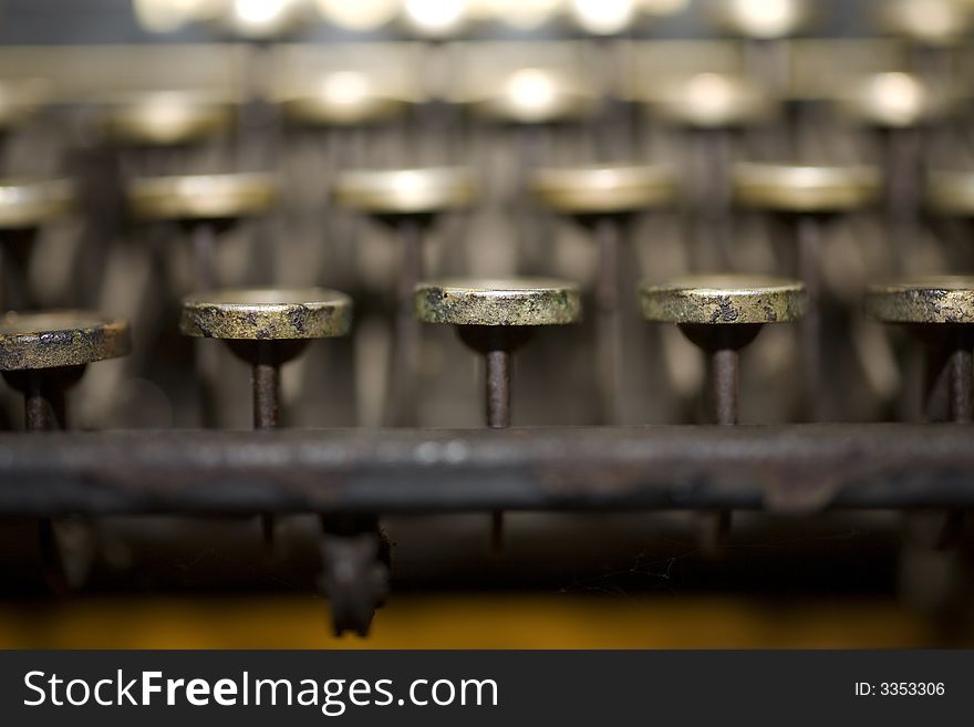 Antique typewriter series close-up brown. Antique typewriter series close-up brown