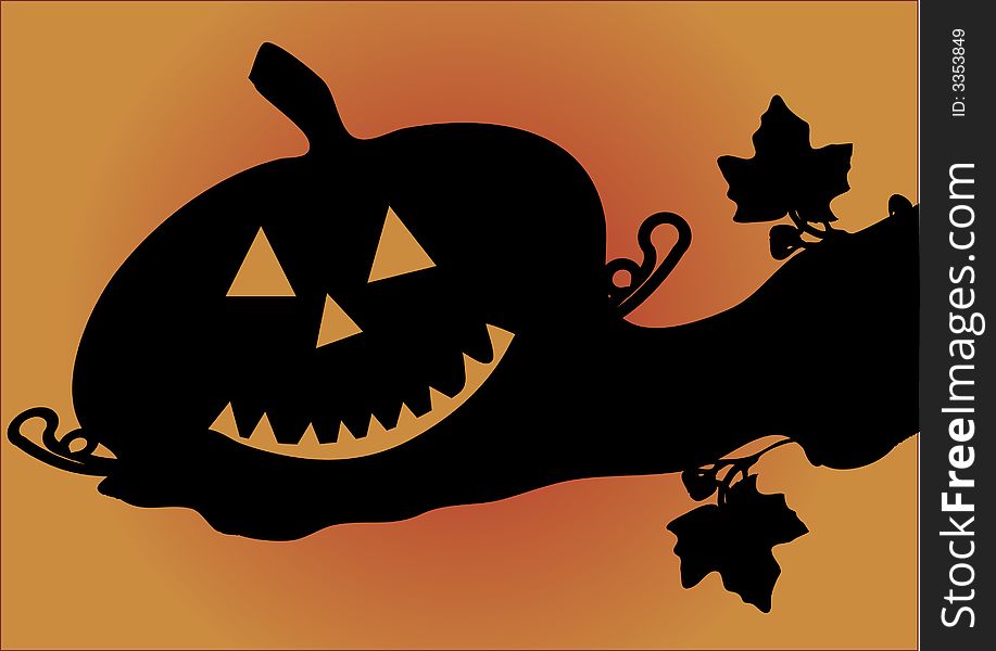 Pumpkin - halloween vector background - pumpkin decoration with leafs