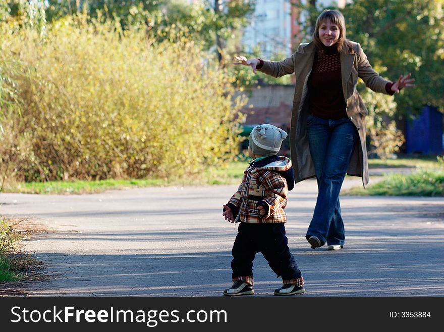 Little boy and his mother in park. Little boy and his mother in park