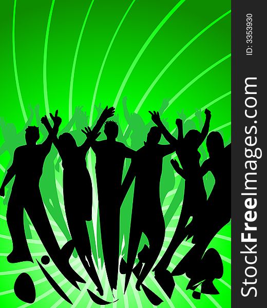 Fun dancing crowd. Vector illustration. Fun dancing crowd. Vector illustration.