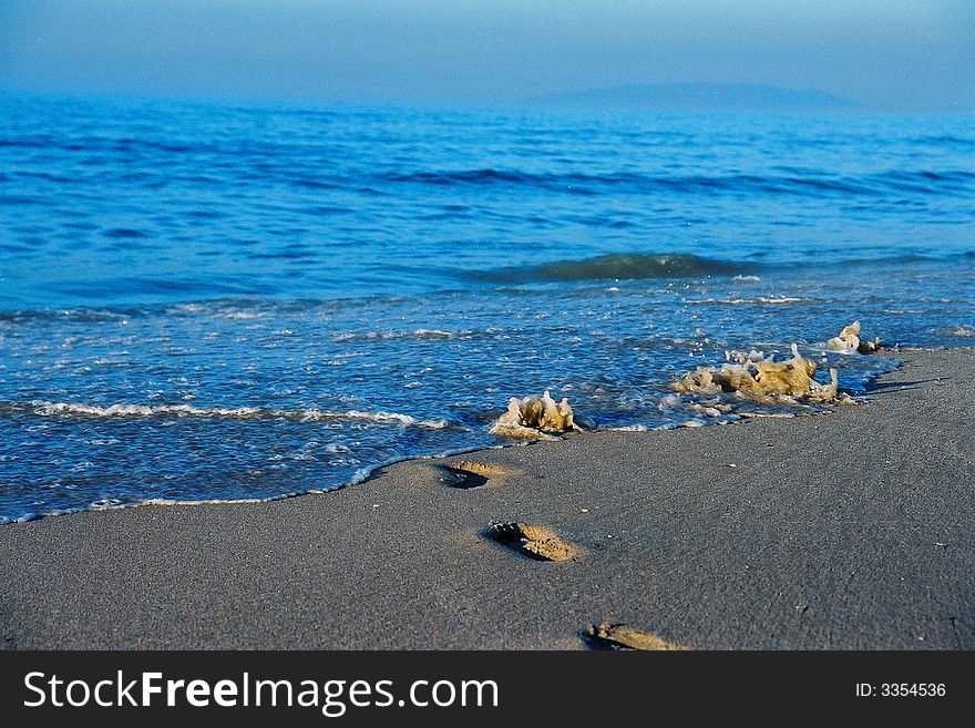 Beach With Footprints