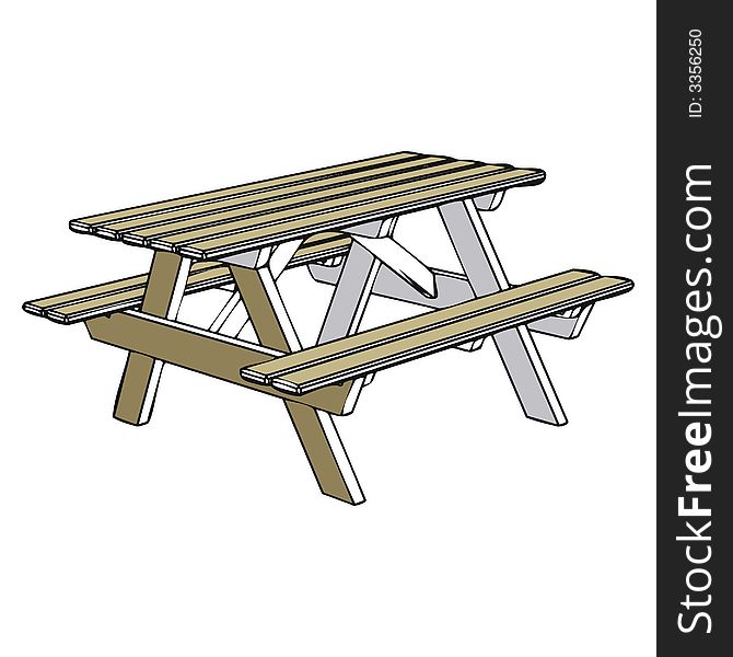 The the children's garden furniture the wooden table. The the children's garden furniture the wooden table