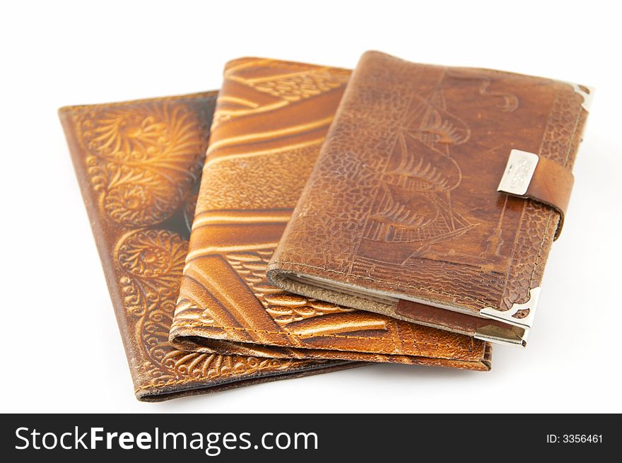 A set of covers from a leather, a notebook, the passport, the driver's license